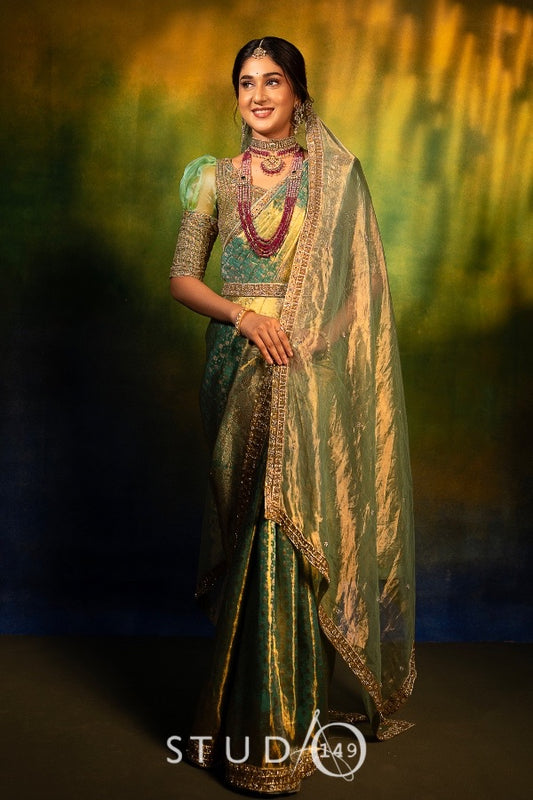 BRIDAL KANCHEEVARAM SAREE IN TEAL