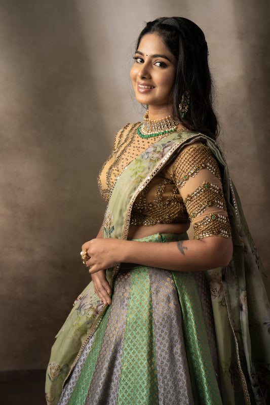 CONTEMPORARY DESIGNER BROCADE LEHENGA