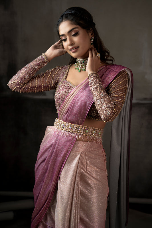 CONTEMPORARAY DESIGNER DRAPED SAREE