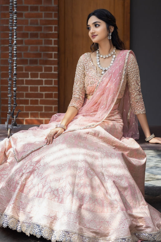 DESIGNER BANARES LEHENGA IN PEACH