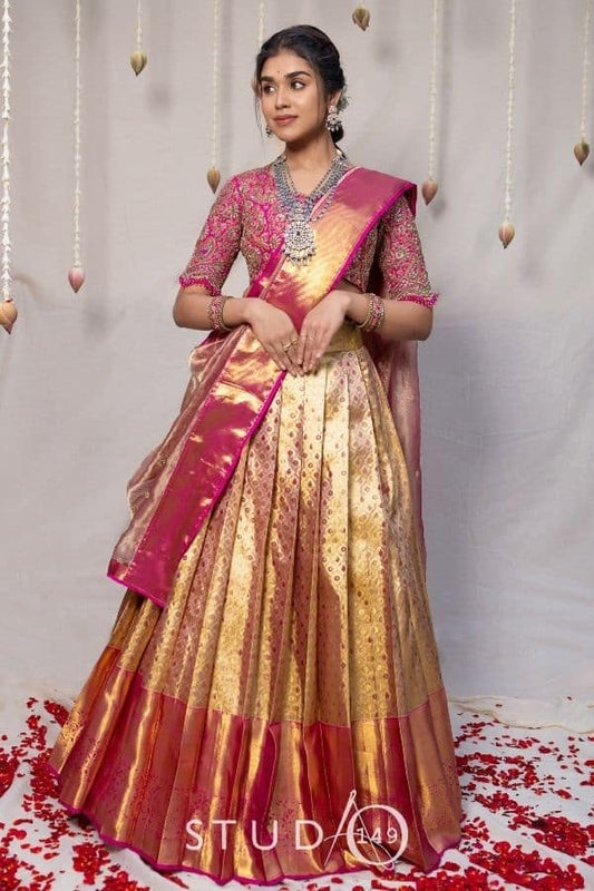 DESIGNER WEDDING PATTU HALF SAREE