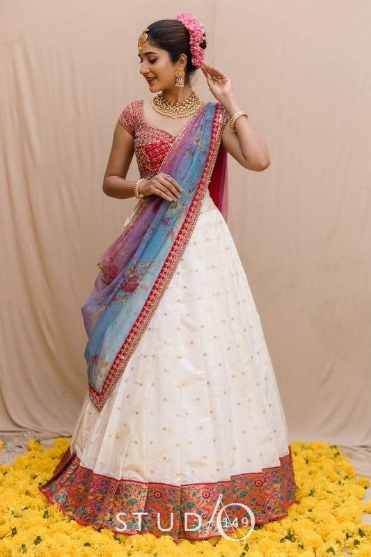 DESIGNER BANARES WEDDING HALF SAREE