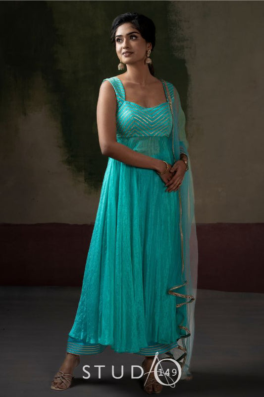 DESIGNER BRIDESMAID ANARKALI IN BLUE