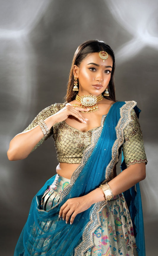 DESIGNER HALF SAREE SET IN BLUE