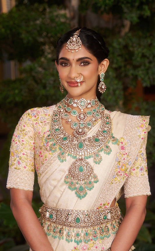 White Bridal Muhurtam Saree | Bridal Engagement and reception wear by Studio149, chennai