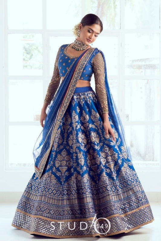 BANARES BRIDAL LEHENGA IN BLUE