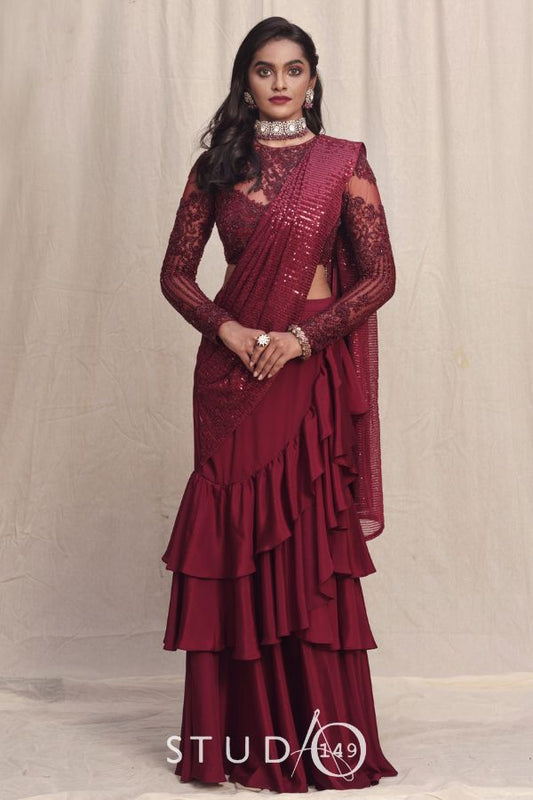 DESIGNER BRIDAL DRAPED SAREE