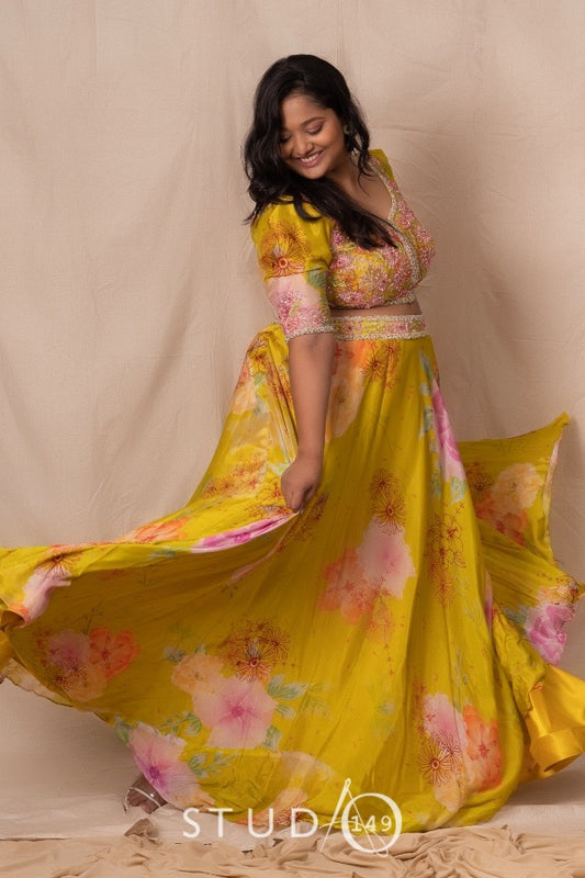 DESIGNER EMBELLISHED CROP TOP & SKIRT