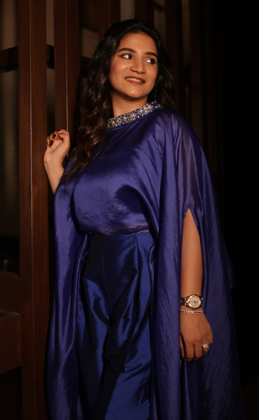 Royal Blue Silk Organza Corset Set for Sangeet and Cocktail | Studio 149 | Chennai