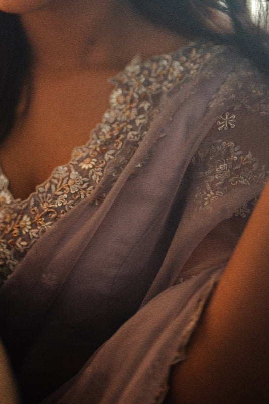 BRIDAL COCKTAIL SAREE IN ORGANZA