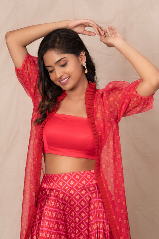 PRINTED COCKTAIL OUTFIT IN RED