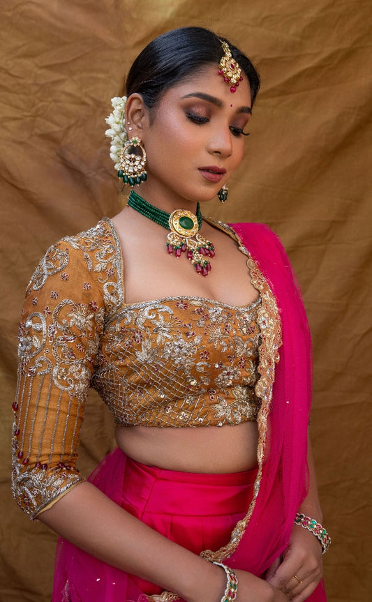 KANJEEVARAM HALF SAREE IN PINK