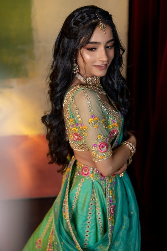 DESIGNER RAW SILK BRIDAL LEHENGA