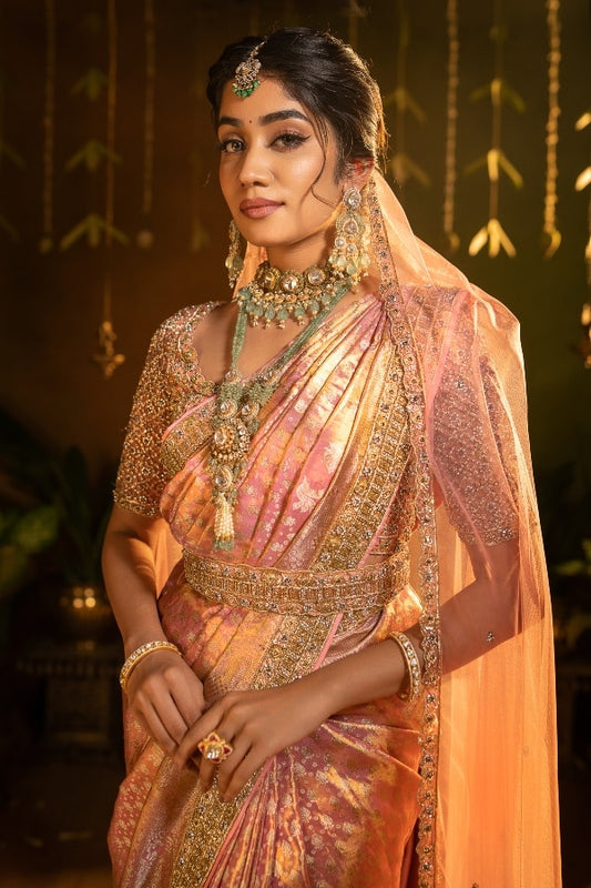 BRIDAL KANCHEEVARAM SAREE IN PEACH
