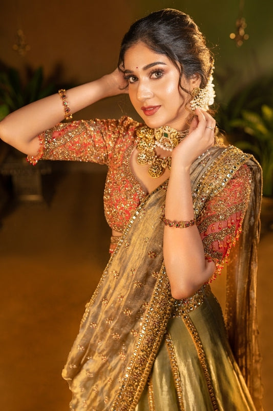 DESIGNER HAND EMBROIDERED LEHANGA SET