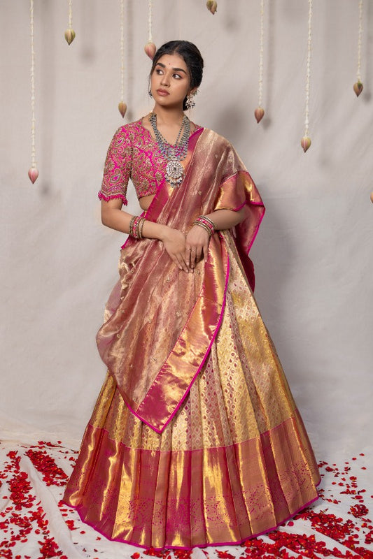 DESIGNER WEDDING PATTU HALF SAREE