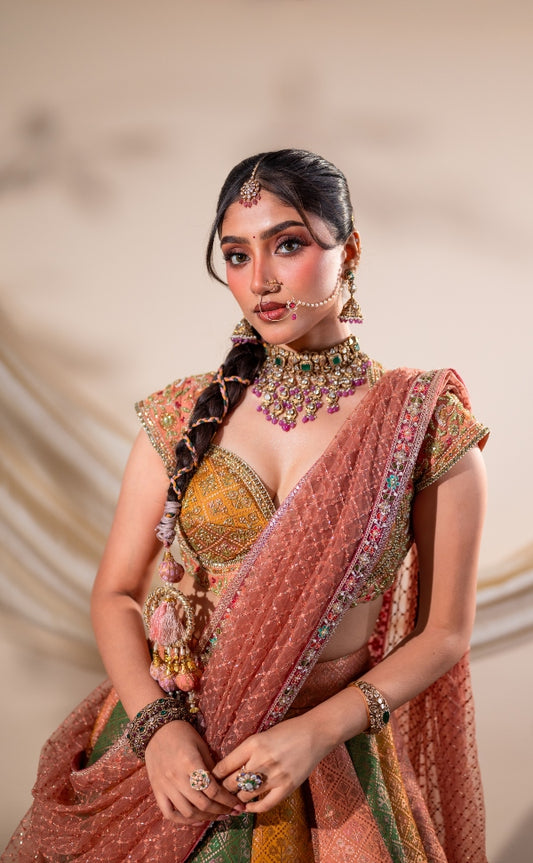 Multicolour Brocade Lehenga| Bridal / Engagement wear