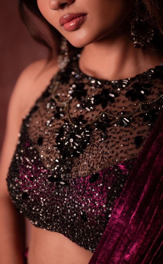 DESIGNER COCKTAIL SAREE IN METALLIC PINK