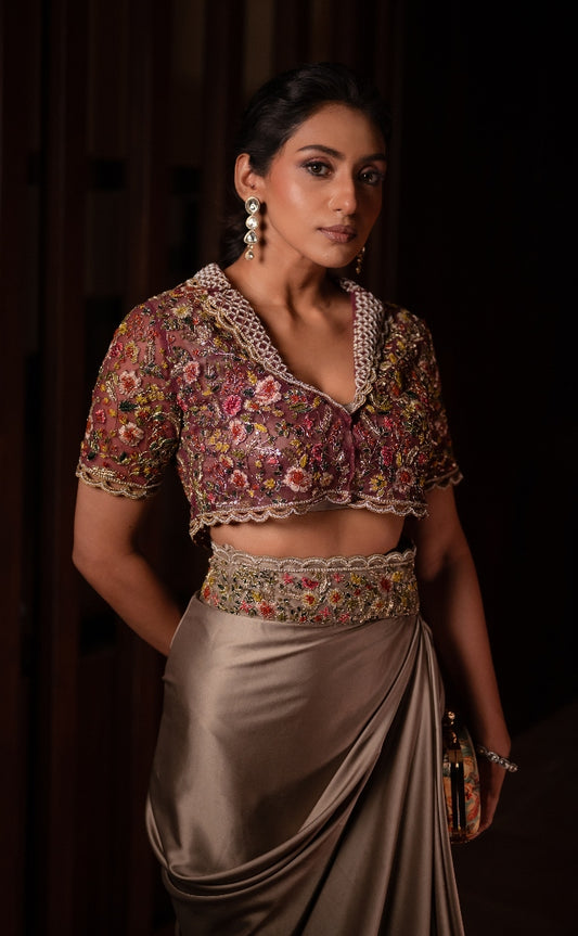 DESIGNER DRAPE SET IN GREY