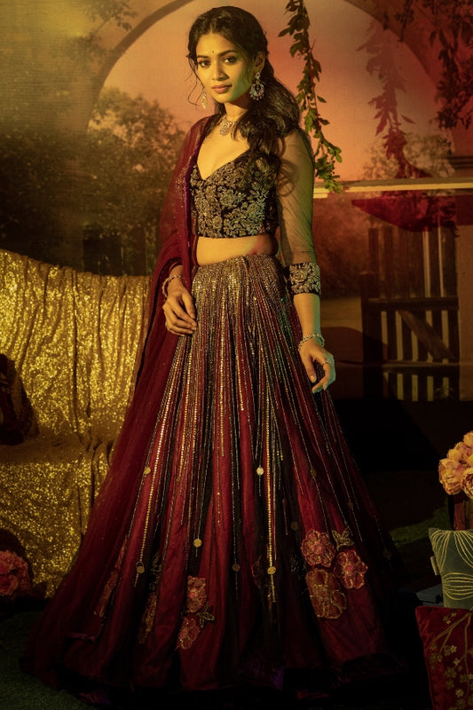 DESIGNER WEDDING LEHENGA IN PURPLE