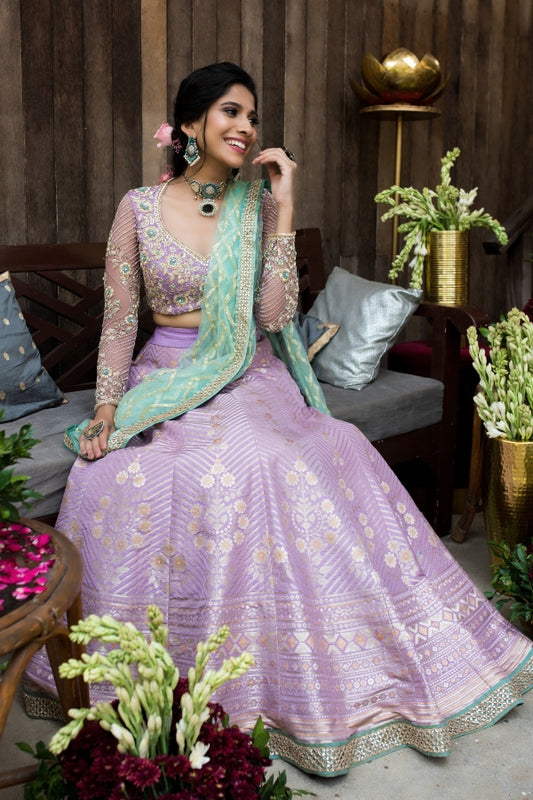 BANARES BRIDAL LEHENGA IN LILAC
