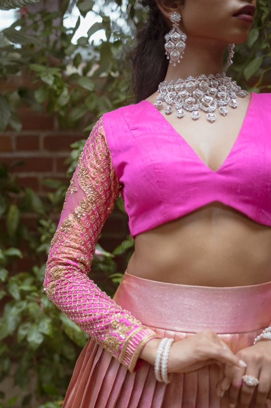 BRIDAL KANJEEVARAM HALF SAREE IN PINK