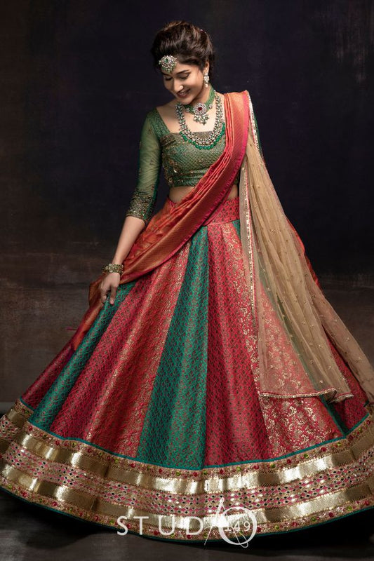 BRIDAL BROCADE DESIGNER LEHENGA