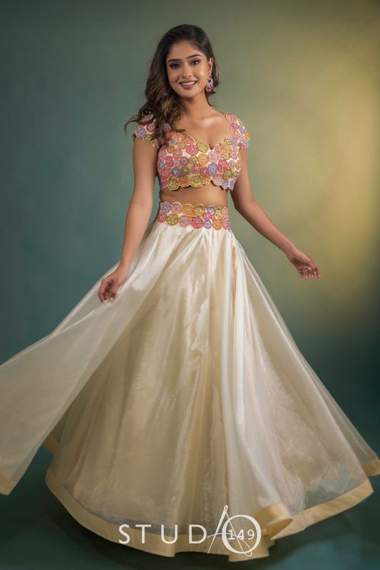 DESIGNER FLORAL CROP TOP & SKIRT