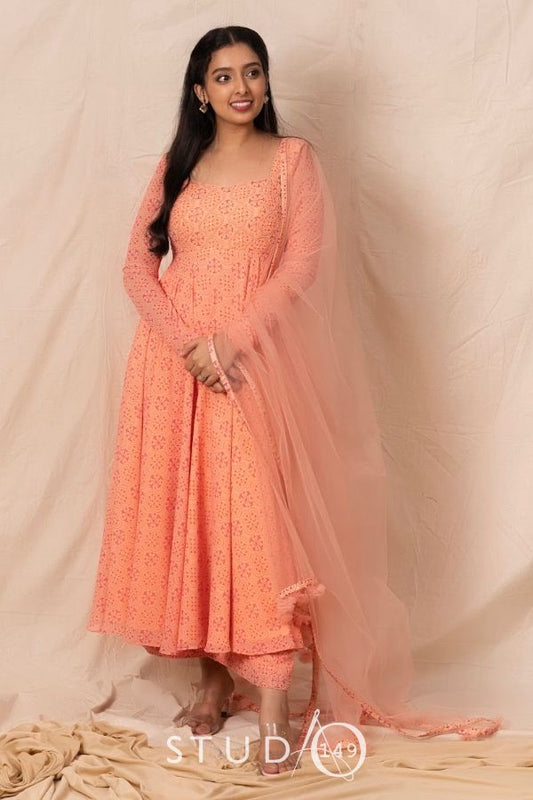 DESIGNER PRINTED PEACH ANARKALI