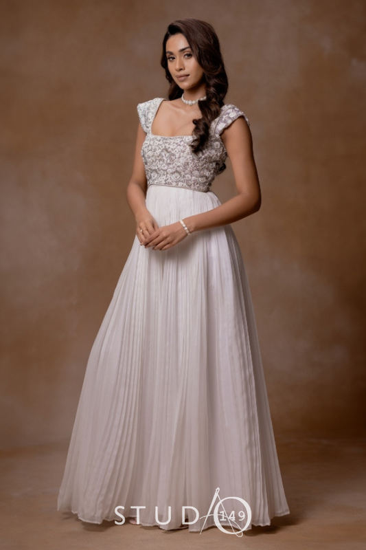 DESIGNER PLEATED WEDDING GOWN