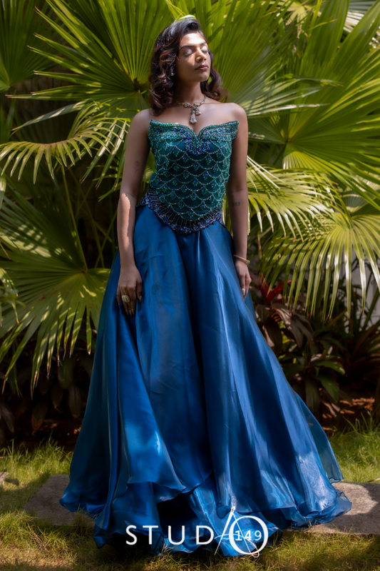 Designer Skirt with Corset set | Bridal wear for Cocktail/ Sangeet in Chennai by Studio149