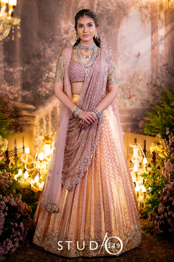 Maroon & Brown Kancheevaram Pattu Half Saree | Bridal & Engagement wear by Studio149, Chennai main image 1
