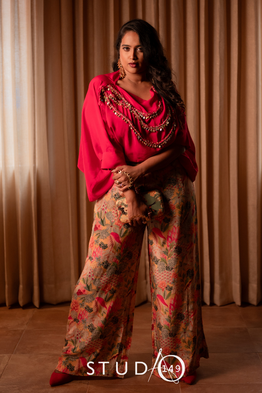 DESIGNER CROPTOP SET IN PINK