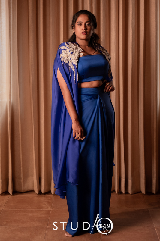 DESIGNER DRAPE SET IN BLUE