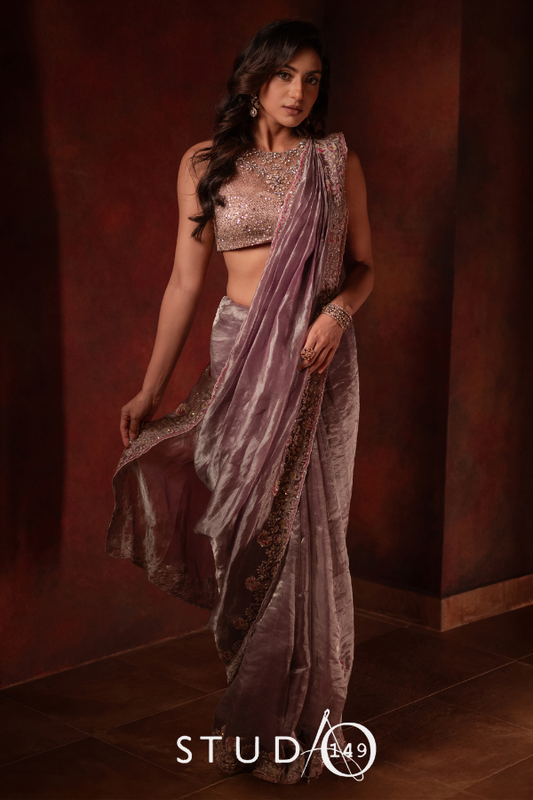 DESIGNER SAREE IN LILAC