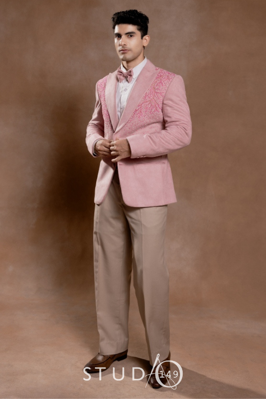 DESIGNER EMBROIDERED BLAZER IN PINK