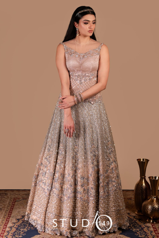 Peach Embellished Corset Blouse | Wedding Cocktail & Sangeet Wear by Studio 149, chennai