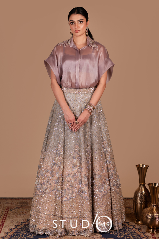 Mauve Embellished Corset Blouse – Studio 149 Signature Trousseau | Reception| Sangeet & Cocktail