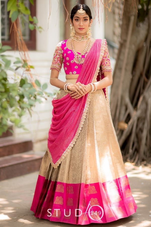 Bridal Half Saree and Silk Sari - Saree Blouse Patterns