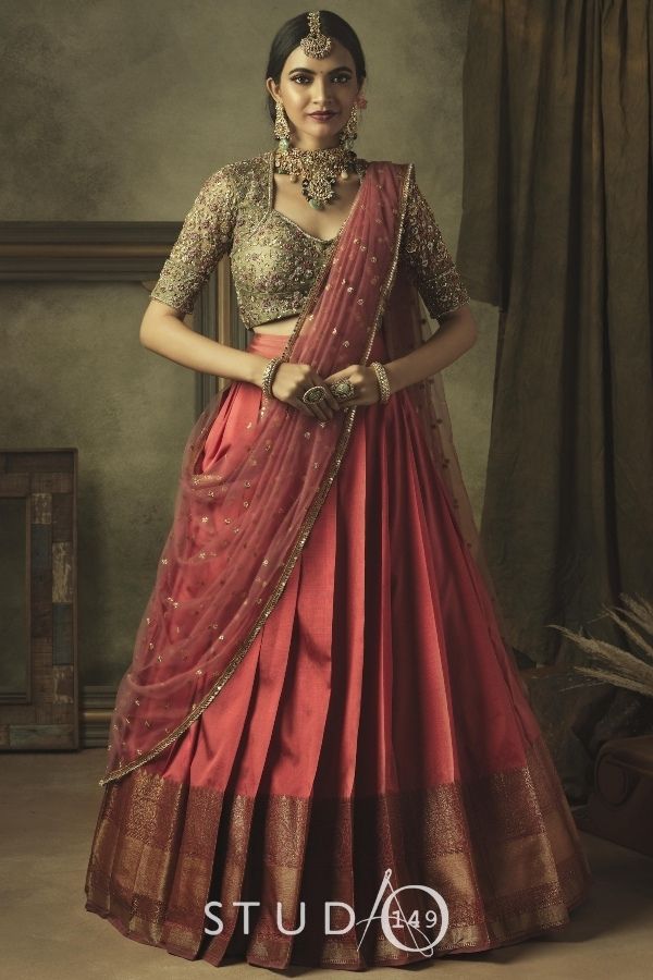 Gorgeous Half Saree Stitched| Jute silk zari border |Traditional half –  siyarasfashionhouse